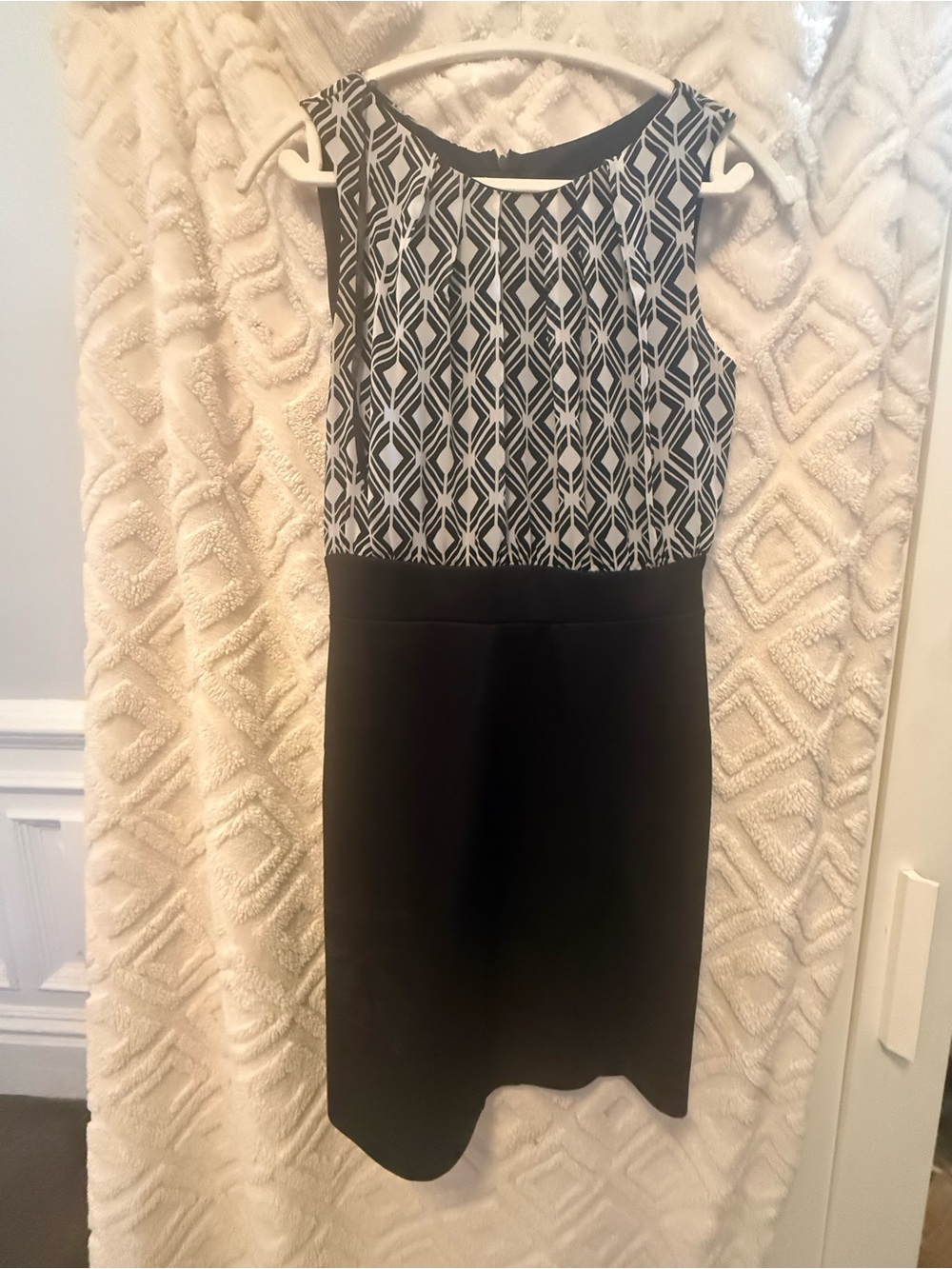 Enfocus Studio Black and White Geometric Paneled Midi Dress